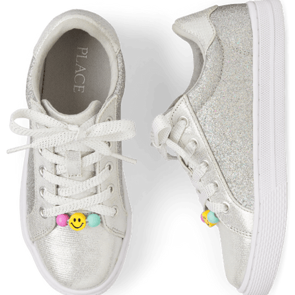 Girls Beaded Glitter Low Top Sneakers - metallicGirls Beaded Glitter Low Top Sneakers - metallic
