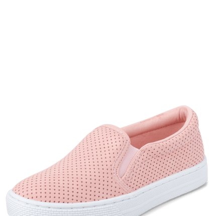 Girls Perforated Slip On Sneakers - pinkGirls Perforated Slip On Sneakers - pink