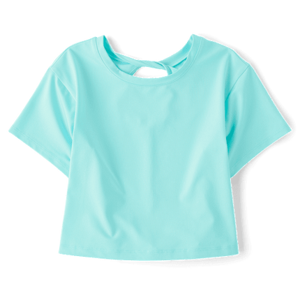 Girls Quick Dry Twist Back Boxy Top - blueGirls Quick Dry Twist Back Boxy Top - blue