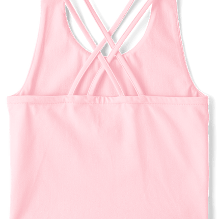 Girls Quick Dry Cross Back Tank Top - pinkGirls Quick Dry Cross Back Tank Top - pink