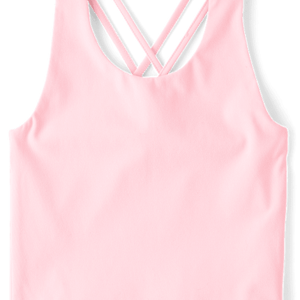 Girls Quick Dry Cross Back Tank Top - pinkGirls Quick Dry Cross Back Tank Top - pink