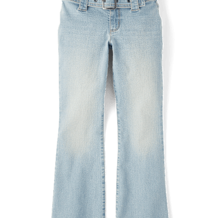 Tween Girls Wide Belt Bootcut Jeans - blueTween Girls Wide Belt Bootcut Jeans - blue