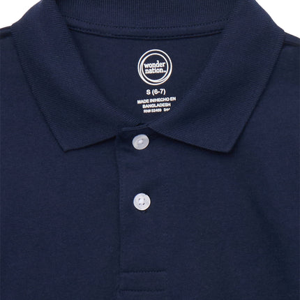 Wonder Nation Boys' School Uniform Jersey Polo Shirt with Short Sleeves, Sizes 4-18 & Husky