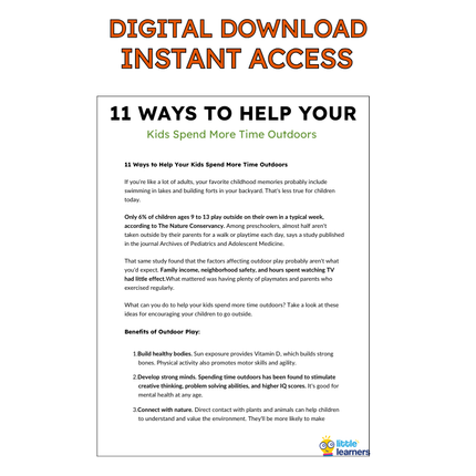 EBOOK | 11 Ways to Help Your  Kids Spend More Time Outdoors