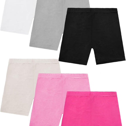 6 Pack Girls Bike Shorts Under Dress Dance Cartwheel Shorts for Toddler Kids Summer Clothes Multicolor