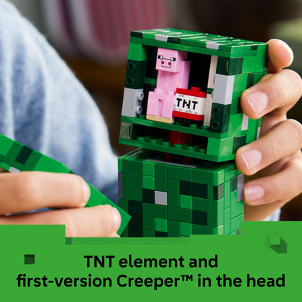 LEGO Minecraft The Creeper Kids Toy - Minecraft Toy for Gaming Fans - Room Decor for Gamers 10 and Up - Poseable Action Figure with 1st Version Minifigure - Cool Gift for Boys and Girls - 21276