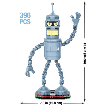 Brickcraft Futurama Bender Brick Building Kit (396- Plastic Piece Set), Sci-Fi Collectible Display Figure, Toy Brick Set Model for Adults, Teens, and Fans of Animated TV