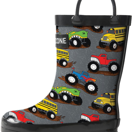 Kids Rain Boots for Girls & Boys – Waterproof Natural Rubber Toddler Rain Boots with Non-Slip Outsole & Easy Pull Handles – Solid, Pattern & Glitter Designs