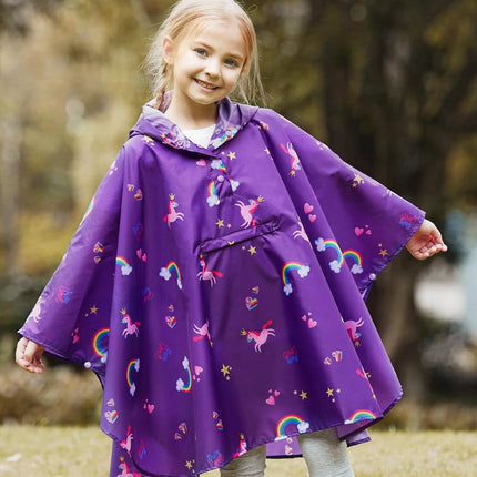 Lightweight Kids Rain Poncho Jacket Waterproof Outwear Rain Coat