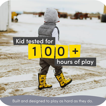 Kids Rain Boots for Girls & Boys – Waterproof Natural Rubber Toddler Rain Boots with Non-Slip Outsole & Easy Pull Handles – Solid, Pattern & Glitter Designs