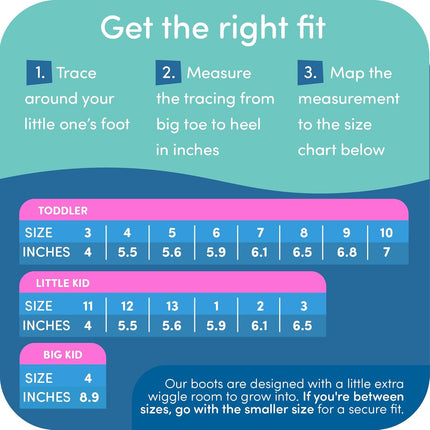 Kids Rain Boots for Girls & Boys – Waterproof Natural Rubber Toddler Rain Boots with Non-Slip Outsole & Easy Pull Handles – Solid, Pattern & Glitter Designs