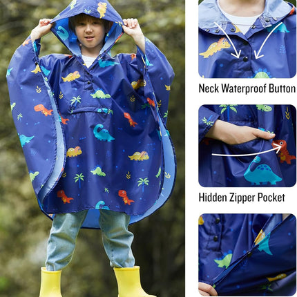 Lightweight Kids Rain Poncho Jacket Waterproof Outwear Rain Coat