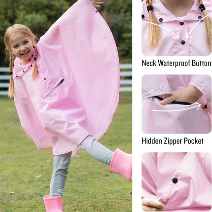 Lightweight Kids Rain Poncho Jacket Waterproof Outwear Rain Coat