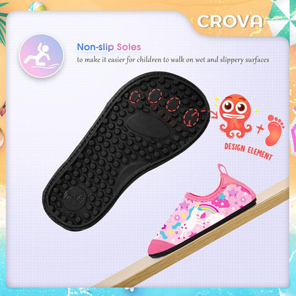 CROVA Toddler Kids Water Shoes Quick Dry Aqua Socks Non-Slip Barefoot Sports Shoes for Boys Girls Toddler