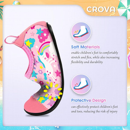 CROVA Toddler Kids Water Shoes Quick Dry Aqua Socks Non-Slip Barefoot Sports Shoes for Boys Girls Toddler