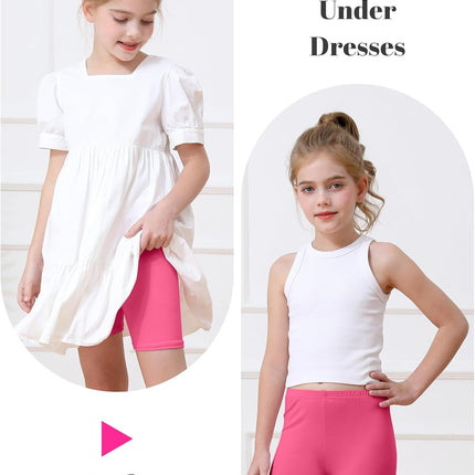 6 Pack Girls Bike Shorts Under Dress Dance Cartwheel Shorts for Toddler Kids Summer Clothes Multicolor