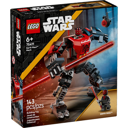 LEGO Star Wars Darth Maul Mech Kids Toy - Building Toy with Pretend Play Lightsaber - Birthday Gift Idea for Boys and Girls, Ages 6+ - Collectible Decor for Fans of The Clone Wars - 75411