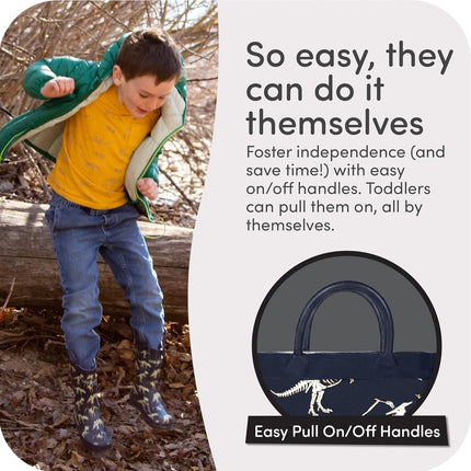 Kids Rain Boots for Girls & Boys – Waterproof Natural Rubber Toddler Rain Boots with Non-Slip Outsole & Easy Pull Handles – Solid, Pattern & Glitter Designs