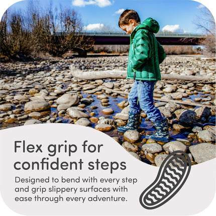 Kids Rain Boots for Girls & Boys – Waterproof Natural Rubber Toddler Rain Boots with Non-Slip Outsole & Easy Pull Handles – Solid, Pattern & Glitter Designs