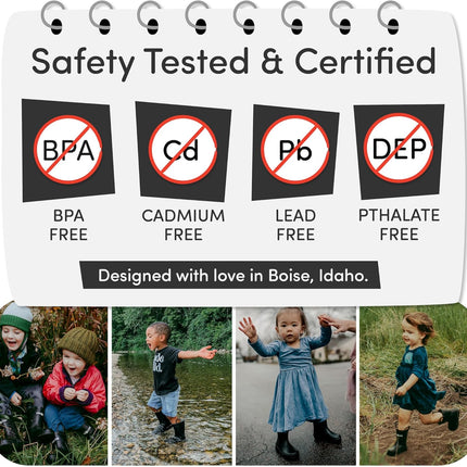 Kids Rain Boots for Girls & Boys – Waterproof Natural Rubber Toddler Rain Boots with Non-Slip Outsole & Easy Pull Handles – Solid, Pattern & Glitter Designs