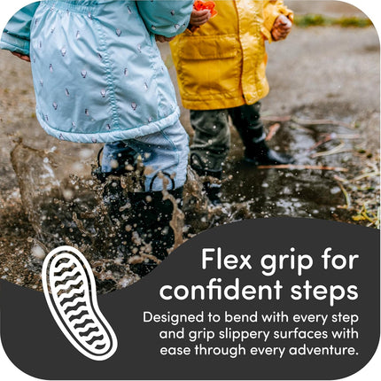 Kids Rain Boots for Girls & Boys – Waterproof Natural Rubber Toddler Rain Boots with Non-Slip Outsole & Easy Pull Handles – Solid, Pattern & Glitter Designs