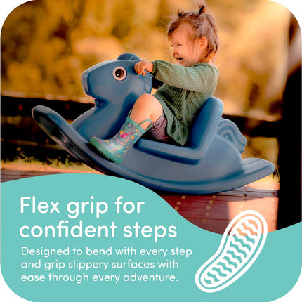 Kids Rain Boots for Girls & Boys – Waterproof Natural Rubber Toddler Rain Boots with Non-Slip Outsole & Easy Pull Handles – Solid, Pattern & Glitter Designs