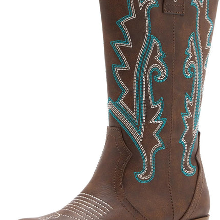 Girls Kids Western Boots Embroidered Cowgirl Cowboy Boots Girls Mid Calf Riding Shoes Little Kid/Big Kid