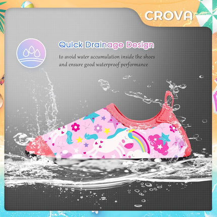 CROVA Toddler Kids Water Shoes Quick Dry Aqua Socks Non-Slip Barefoot Sports Shoes for Boys Girls Toddler