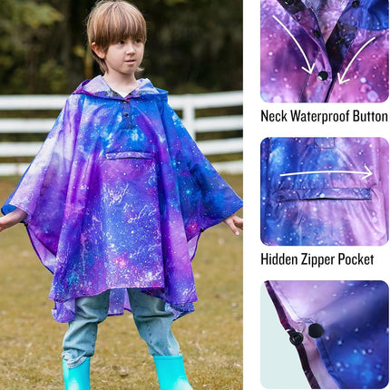Lightweight Kids Rain Poncho Jacket Waterproof Outwear Rain Coat