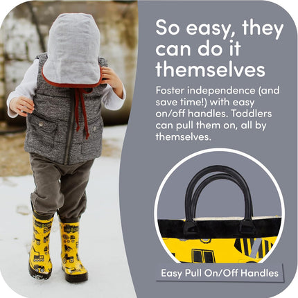 Kids Rain Boots for Girls & Boys – Waterproof Natural Rubber Toddler Rain Boots with Non-Slip Outsole & Easy Pull Handles – Solid, Pattern & Glitter Designs