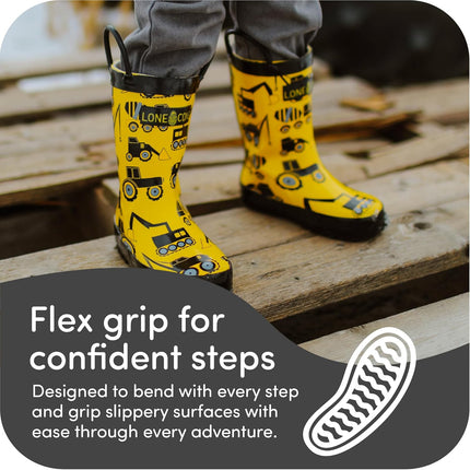 Kids Rain Boots for Girls & Boys – Waterproof Natural Rubber Toddler Rain Boots with Non-Slip Outsole & Easy Pull Handles – Solid, Pattern & Glitter Designs