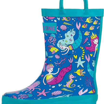 Kids Rain Boots for Girls & Boys – Waterproof Natural Rubber Toddler Rain Boots with Non-Slip Outsole & Easy Pull Handles – Solid, Pattern & Glitter Designs