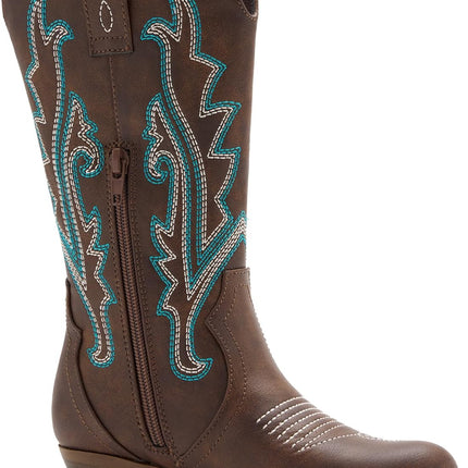 Girls Kids Western Boots Embroidered Cowgirl Cowboy Boots Girls Mid Calf Riding Shoes Little Kid/Big Kid