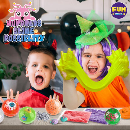 Halloween Toy Monster Slime Kit for Girls Ages 6-12, FunKidz Glow in Dark Slime Making Kit for Kids Make Soft Slime Balls with Photochromic Powder Kid Ideal Party Gifts