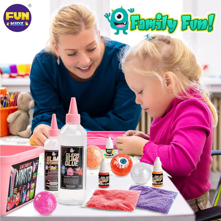 Halloween Toy Monster Slime Kit for Girls Ages 6-12, FunKidz Glow in Dark Slime Making Kit for Kids Make Soft Slime Balls with Photochromic Powder Kid Ideal Party Gifts