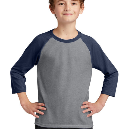 Port & Company ®  Youth Core Blend 3/4-Sleeve Raglan Tee. PC55YRS