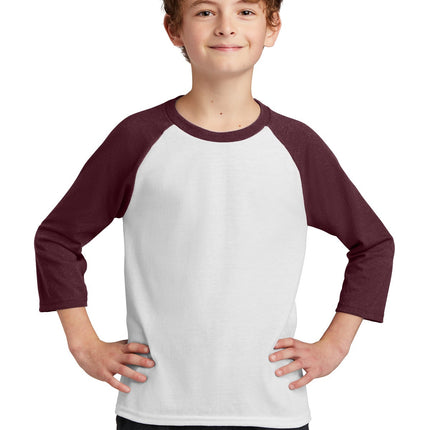 Port & Company ®  Youth Core Blend 3/4-Sleeve Raglan Tee. PC55YRS