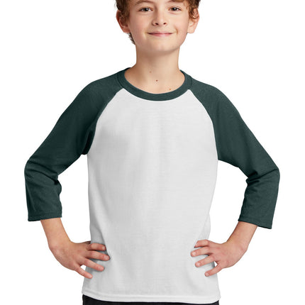 Port & Company ®  Youth Core Blend 3/4-Sleeve Raglan Tee. PC55YRS