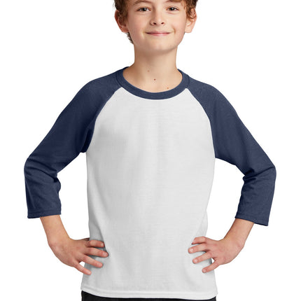Port & Company ®  Youth Core Blend 3/4-Sleeve Raglan Tee. PC55YRS