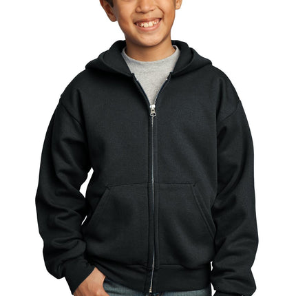 Port & Company ®  - Youth Core Fleece Full-Zip Hooded Sweatshirt.  PC90YZH