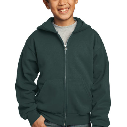 Port & Company ®  - Youth Core Fleece Full-Zip Hooded Sweatshirt.  PC90YZH