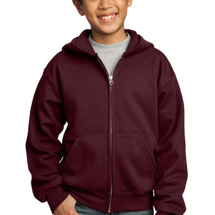 Port & Company ®  - Youth Core Fleece Full-Zip Hooded Sweatshirt.  PC90YZH