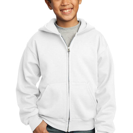 Port & Company ®  - Youth Core Fleece Full-Zip Hooded Sweatshirt.  PC90YZH