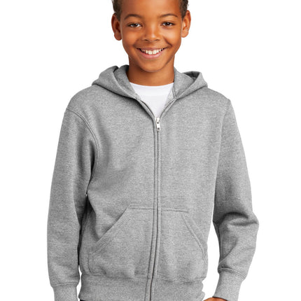 Port & Company ®  - Youth Core Fleece Full-Zip Hooded Sweatshirt.  PC90YZH