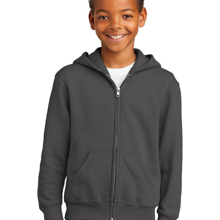 Port & Company ®  - Youth Core Fleece Full-Zip Hooded Sweatshirt.  PC90YZH