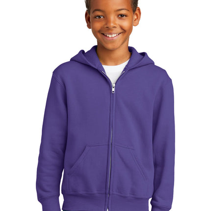 Port & Company ®  - Youth Core Fleece Full-Zip Hooded Sweatshirt.  PC90YZH