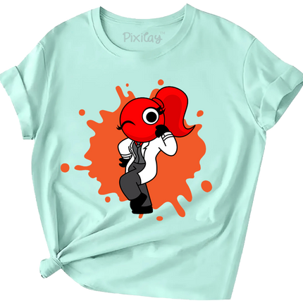 Red Rainbow Friend Girls Short Sleeve T-Shirt