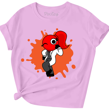Red Rainbow Friend Girls Short Sleeve T-Shirt