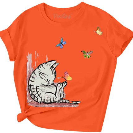 Sleeping Kitty Girls Short Sleeve T-Shirt