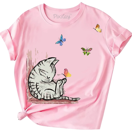 Sleeping Kitty Girls Short Sleeve T-Shirt